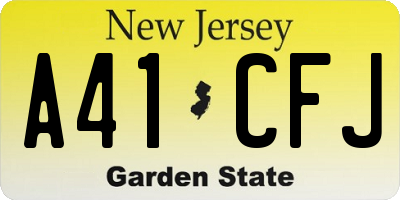 NJ license plate A41CFJ