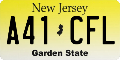 NJ license plate A41CFL