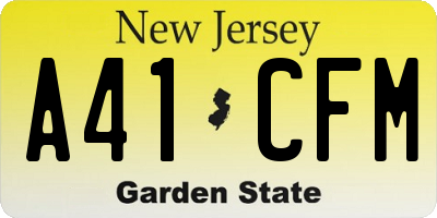 NJ license plate A41CFM
