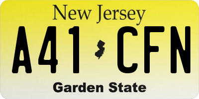 NJ license plate A41CFN