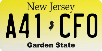 NJ license plate A41CFO