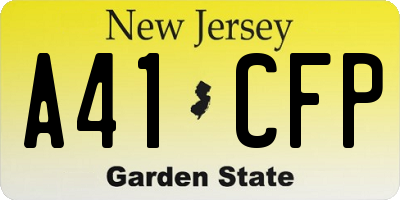 NJ license plate A41CFP