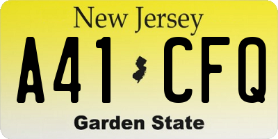 NJ license plate A41CFQ