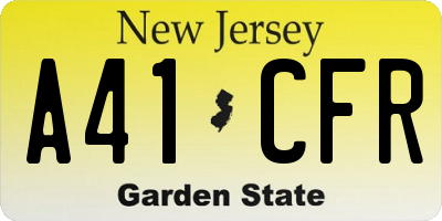 NJ license plate A41CFR