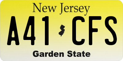 NJ license plate A41CFS