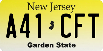 NJ license plate A41CFT