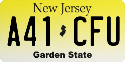 NJ license plate A41CFU