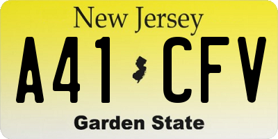 NJ license plate A41CFV