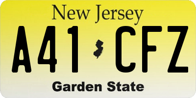 NJ license plate A41CFZ