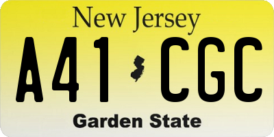 NJ license plate A41CGC
