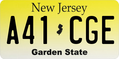 NJ license plate A41CGE