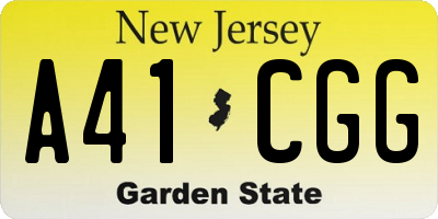 NJ license plate A41CGG