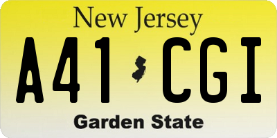 NJ license plate A41CGI