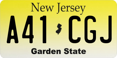 NJ license plate A41CGJ