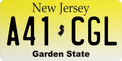 NJ license plate A41CGL