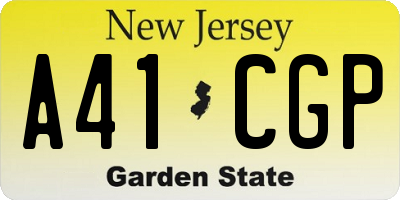NJ license plate A41CGP