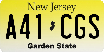 NJ license plate A41CGS