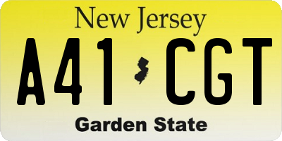 NJ license plate A41CGT
