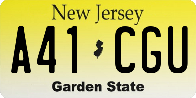 NJ license plate A41CGU