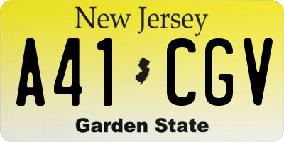 NJ license plate A41CGV