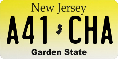 NJ license plate A41CHA