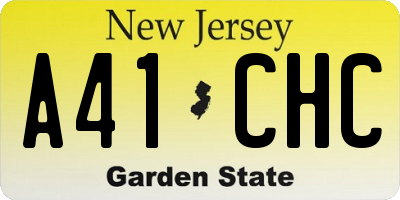 NJ license plate A41CHC