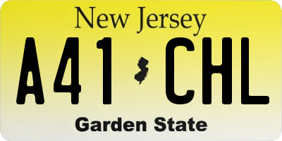 NJ license plate A41CHL