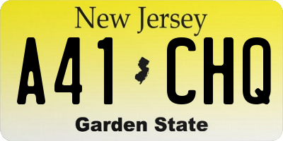 NJ license plate A41CHQ