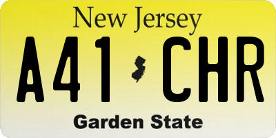 NJ license plate A41CHR