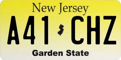 NJ license plate A41CHZ