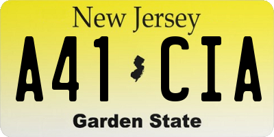 NJ license plate A41CIA