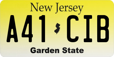 NJ license plate A41CIB