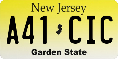 NJ license plate A41CIC