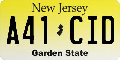 NJ license plate A41CID