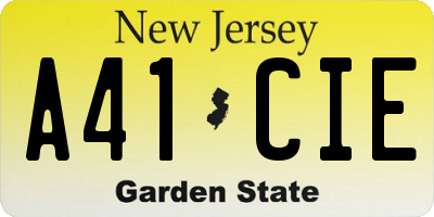 NJ license plate A41CIE