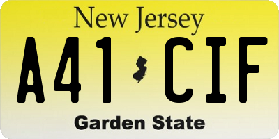 NJ license plate A41CIF