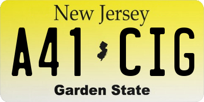 NJ license plate A41CIG