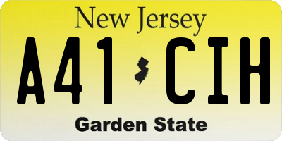 NJ license plate A41CIH