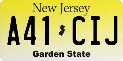 NJ license plate A41CIJ
