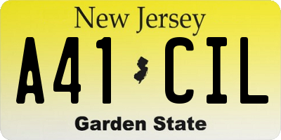 NJ license plate A41CIL