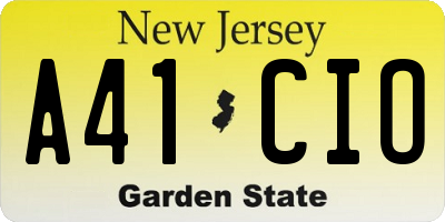NJ license plate A41CIO
