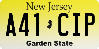 NJ license plate A41CIP