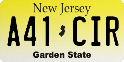 NJ license plate A41CIR