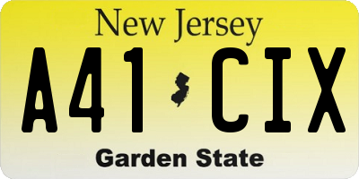 NJ license plate A41CIX