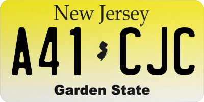NJ license plate A41CJC