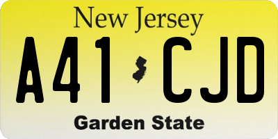NJ license plate A41CJD