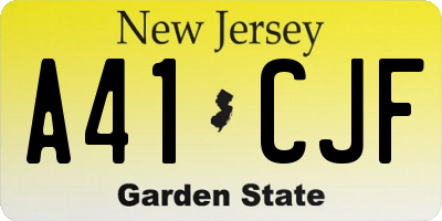 NJ license plate A41CJF