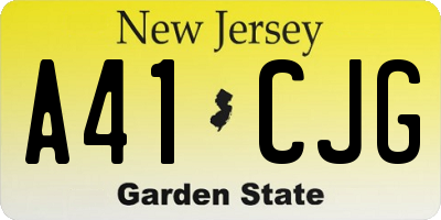NJ license plate A41CJG