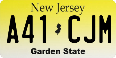 NJ license plate A41CJM