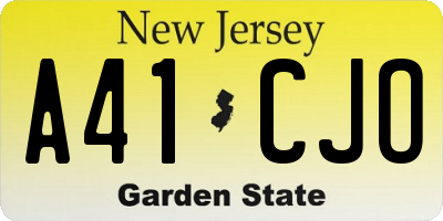 NJ license plate A41CJO